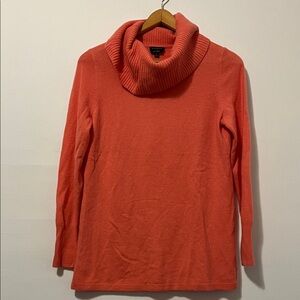 TALBOTS Pure Cashmere Knit Cowl Neck Sweater Tunic Coral Women’s Small EUC